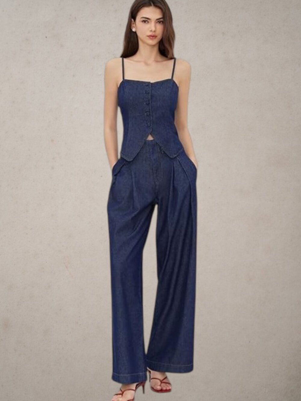 NWOT CIDER Wide Leg Mid Waist Pleated Oversized Pants Trousers Jeans XL